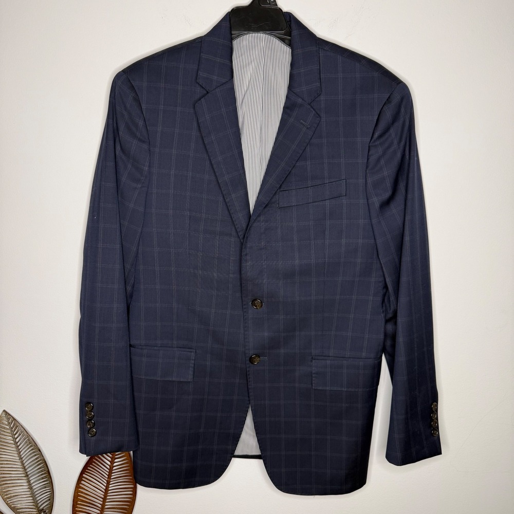 Todd Snyder Mayfair Fit Navy Blue Windowpane Plaid Wool Blazer Sport Coat 38R - Picture 2 of 10